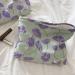 Large Capacity Cosmetic Pouch with Zipper - Purple Flower Makeup Bag for Women and Men | Portable Travel Toiletry Organizer and Pencil Case - Buy Online on GoSupps.com