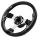QYMOPAY 12.5inch Boat Steering Wheel, 3/4 Inch Axle Marine Steering Wheel Adapter, Anti-Slip Carbon Fiber Steering Wheel for Boats, Yachts, Pontoon Boats (Black)
