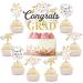 Graduation Party Decorations for Girls - 25pcs Wildflower Congrats Grad Cake Topper Cupcake Toppers Floral Cake Decorations for Class of 2024 Congrats Grad Graduation Party