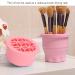 2 in 1 Makeup Brush Cleaner Bowl - Portable Folding Cleaner & Drying Rack Multifunctional Space-Saving Mat (Pink) for Effortless Brush Care - Buy Online on GoSupps.com