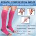 Knee High Medical Compression Socks 20-30 mmHg for Men & Women - Open Toe Support for Sports Travel Edema Varicose Veins - Rose Red Large - Buy Online on GoSupps.com