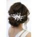 Edary Silver Flower Bridal Wedding Hair Comb Pearl Bridal Side Comb Crystal Hairpiece Leaf Hair Accessories for Women and Girls