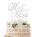 Sotpot 1 Pack Mr Mrs Cake Topper Silver Glitter Love Mr Mrs Cake Pick Wedding Party Decorations Bridal Shower Wedding Cupcake Decoration Party Supplies Silver - Wedding Cake Topper