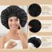Silk Sleep Hood Set - 2 Adjustable Bonnets & Hair Ties for Women | Black & Gold Satin Night Caps - Buy Online on GoSupps.com