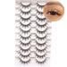 Losha Manga Lashes Fluffy Faux Mink Lashes Natural Look 10 Pairs Asian False Eyelashes Pack Look Like Individual Clusters| 6D75 Cotton Band Lashes-Manga lashes-6D75