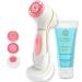 Facial Cleansing Brush Includes 3 Medical Silicone Brush Heads Cleansing Gel for Pores Peeling and Blackheads Electric USB Facial Brush for All Skin Types (Pink) Roze (normale huid)