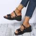 Shop XTZ YGLD Women's Wedge Sandals - Rhinestone Open-Toe Beach Shoes for Spring & Summer | Black 6.5 UK - Buy Online on GoSupps.com