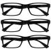 The Reading Glasses Company Black Readers Value 3 Pack Men Women UVR3092BK +3.50