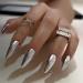 Lustrous Silver Chrome Press-On Nails | Medium Almond Metallic Acrylic | Glossy Stiletto & Reusable 24-Piece Kit - Perfect for Women - Buy Online on GoSupps.com