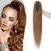 14 inch SEGO Claw on Ponytail Clip in Human Hair Extensions #6 Light Brown One Piece 100% Real Remy Hairpieces Straight (105g) 14 Inch #6 Light Brown