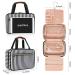 Hanging Travel Toiletry Bag - Waterproof Nylon Cosmetic Organizer Pouch with Handle and 360 Hanging Hook - Black White Stripe - Medium Size - Buy Online on GoSupps.com