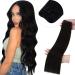 LAAVOO Extensions Real Hair Tress to Sew Black 80g Extensions Tressen Real Hair Remy Human Hair Glatt #1 Black Sew In Extensions Real Hair Trying Natural 30cm 1.11 #1