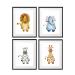 Safari Art Personalized Safari Animal Wall Art- Cute Lion/Zebra/Elephant Nursery Room D cor- Jungle Animals Art Print-Set of 4 Unframed Wall Picture for Kids Bedroom (8 x 6 Inches)