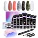 Poly Nail Gel Kit, Aokitec 14Pcs Nail Extension Gel Nail Kit Polygel Kit DIY Acrylic Nail Kit,7Colors Poly Nail Polish And Nail Gel Extension Builder All-In-One UV LED Nail Lamp(3Diamond + 4Pure) 3 Diamond + 4 Pure