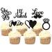 Pack of 36 He Asked She Said Yes Cake Decoration Birthday She Said Yes Cake Toppers Glitter Cake Decoration Diamond Ring Heart Cake Topper Muffin Decoration for Wedding Engagement Bridal Party Colour 4