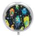 Pill Box Pill Case 3 Compartment Travel Pill Box Stars and Bubbles Printing Small Pill Box Portable Medicine Pill Case Pill Organizer for Purse & Pocket for Travel Handbag (Round)