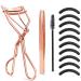 WLLHYF Eyelash Curler Kit  Beauty Metal Eye Lashes Curler Professional Makeup Tool with Built-in Comb Eye Tweezers with 10 Replacement Refill Pads for Women Girl Get Dramatically Curled Eyelashes