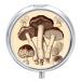 Round Pill Box Vintage Mushrooms Drawing2 Print 3 Compartment Medicine Pill Case Print Pill Organizer Decorative Metal Portable Pill Box Pocket Pill Box Style-36