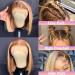 Ombre Bob Wig Human Hair 12 Inch HD Lace Front 4/27 Highlight Glueless Pre Plucked 150 Density Short Honey Blonde Bob Wig with Baby Hair for Black Women - Buy Online on GoSupps.com