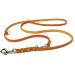 COPCOPET-fat leather line for dogs-3-way adjustable dog leash made of soft leather with carabiners & fittings made of chrome-braided leash 100% handmade in Germany (2.80m x 8mm | Cognac) 2.80 m x 8 mm cognac