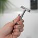 ANYMALE Safety Razor Silver Edition | Zero Waste Metal Razor Set with Stand & 5 ASTRA Blades - Eco-Friendly Grooming - Buy Online on GoSupps.com