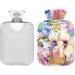 NAANLE Hot Water Bottle with Cover - Watercolor Spring Flower | 2L Transparent Heater for Back Pain Relief & Neck Therapy - Buy Online on GoSupps.com