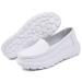 ZYEN Women's Nursing Shoes Comfortable Walking Slip On Nurse Restaurant Work Lightweight Leather Loafers 8 866 White