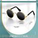 Retro Dog Sunglasses | Classic Round Pet Glasses for Cats and Dogs | Costume Accessories in Black - Buy Online on GoSupps.com