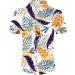 HOKCUS Men's Summer Tropical Flower Print Hawaiian Shirt & Shorts Set - Green, Large - Buy Online on GoSupps.com