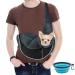 Pet Carrier Sling with Silicone Water Bowl Hands-free Shoulder Small Pet Tote Bag for Cat Puppy Animals Under 3kg Breathable Mesh Crossbody Bag Adjustable Shoulder Strap for Walking Travel Outdoor