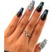 Sethexy Glitter Rhinestone Long Coffin Fake Nails Cat Eye Handmade False Nails Green Crystal Glossy Press on Nails Salon Durable Quality Nails for Women and Girls(C) - Buy Online on GoSupps.com