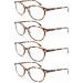 MODFANS Set of 4 Round Reading Glasses for Men & Women - Stylish Comfortable High Quality +2.00 - Perfect Reading Aid in Leopard Design - Buy Online on GoSupps.com