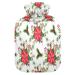 Hot water bottle with poinsettia and soft fleece cover 2 litre hot water bag for hot and cold compresses