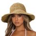 Sydbecs Womens Sun Hats Wide Brim Summer Beach Hat for Women Foldable Travel Straw Hat UPF50+ Khaki