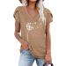 Women's Khaki Petal Sleeve V-Neck Top - Summer Casual Loose Tunic Shirt - Buy Online on GoSupps.com