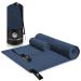 ScorchedEarth Microfiber Travel & Sports Towel Set - Quick Dry, Super Absorbent, Compact, Lightweight - for Camping, Backpacking, Hiking, Beach, Yoga, Swimming - Includes 2 Sizes + Carrying Bag & Clip True Navy Medium Set (20x40 & 12x24)