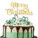 LeeLeeAn Merry Christmas Cake Topper - Gold Glitter Merry Christmas Cake Decoration Happy New Year Cake Topper Christmas Party Decoration Supplies Golden Glitter Winter Holiday Cake Decor (mc1)
