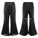 JEATHA Kids Girls Shiny Sequin Dance Pants Wide Leg Bell-Bottoms Trousers for Jazz Hip-Hop Street Dancing Black 6-7 Years