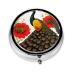 Peacock Red Flowerround Pill Box 3 Compartment Round Pill Box Organizer Portable Travel Pill Box for Traveling.