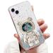 Tivenfezk nadoli for iPhone 13 mini driveand bear astronaut hidden stand shell caricature glitter astronaut stand soft silicone bling mobile phone case transparent protective cover iphone 13 mini clear