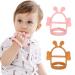 Adjustable Baby Wrist Teethers for Babies Never Drop Silicone Baby Teething Toys for 0 6 12 Months Infants Toddlers Baby Chew Toys for Sucking Needs (Bee-Pink+Brown)