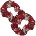 Topkids Accessories Set of 2 Floral Cotton Scrunchies for Girls & Women Hair Accessories for Ladies & Girls Hair Bobble Hair Band Scrunchie (Dark Red)