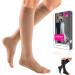 mediven Plus for Men & Women 20-30 mmHg Knee High Compression Socks with Silicone Top Band Open Toe Leg Circulation Opaque Leg Support Compression Coverage IV Standard Beige IV - Standard Beige