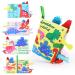 Baby Cloth Books with 3D Dinosaur Tails Soft Crinkle Activity Book Touch and Feel Pram Book Built-In Sound Paper Early Education Intelligence Development for Babies 0-12 Months Dinosaur World