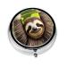 Cute Slothround Pill Box 3 Compartment Round Pill Box Organizer Portable Travel Pill Box for Traveling.