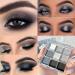Black Smokey Gray Silver Glitter Shimmer Eye Eyeshadow Makeup Palette,9 Colors Cool Toned Matte Glitter Eyeshadow Palette Make Up Black Radiance Eyeshadow Palette(A)