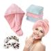 Microfiber Hair Towel - 3PCS Microfiber Shower Cap for Fast Drying with Bowknot  Absorbent Quick Hair Cap with Botton for Wet Long Curly Thick Hair Wrap Towels  Use for Shower Spa and Salon