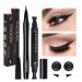 2 Packs Super Slim Precise Felt Tip Liquid Eyeliner Pen & Dual Ended Winged Eyeliner Stamp Waterproof Long Lasting Smudge-proof Liquid Eye Makeup Seal Stamp Tool for Wing or Cat Eye