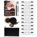 Eyebrow Stamp and Eyebrow Stencil Kit, Professional Eyebrow Makeup Kit, Long Lasting Waterproof Smudge Proof Eyebrow Styling Pomade for Natural Brows, Brow Stamping Trio Kit with 20 Stencils Sponge Applicator, Light Brown