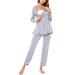Litherday Women's Maternity Nursing Pyjamas Set Long-Sleeved Breastfeeding Sleepwear Soft Labor Nightwear PJ Loungewear-2 S Light Grey